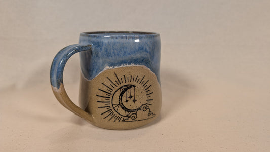 Mystical Mug - Blue with Potion, Moon, Clouds and Stars