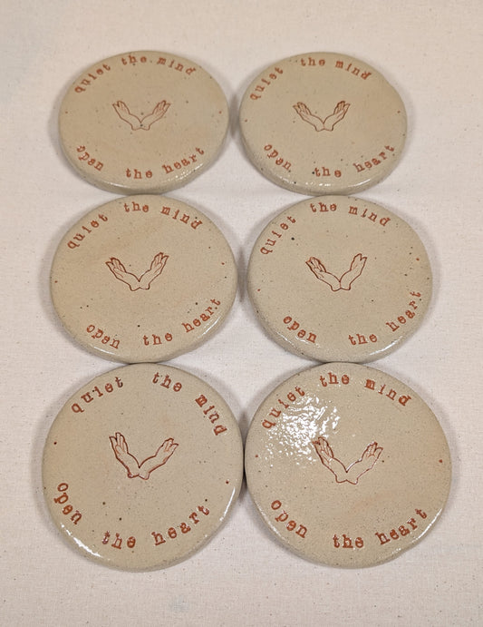 Ram Dass Inspired Stoneware Ceramic Coaster - Open hands