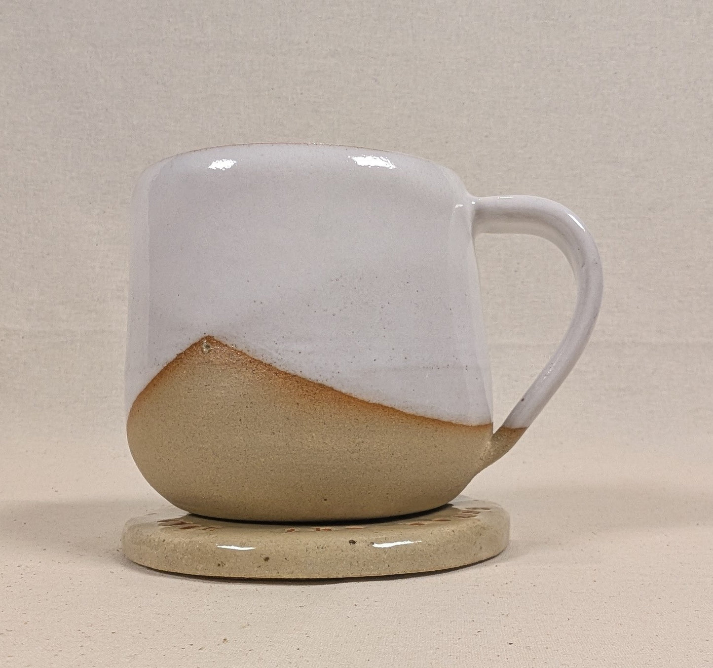 Ram Dass Inspired Stoneware Ceramic Coaster - Feathers Soft blue