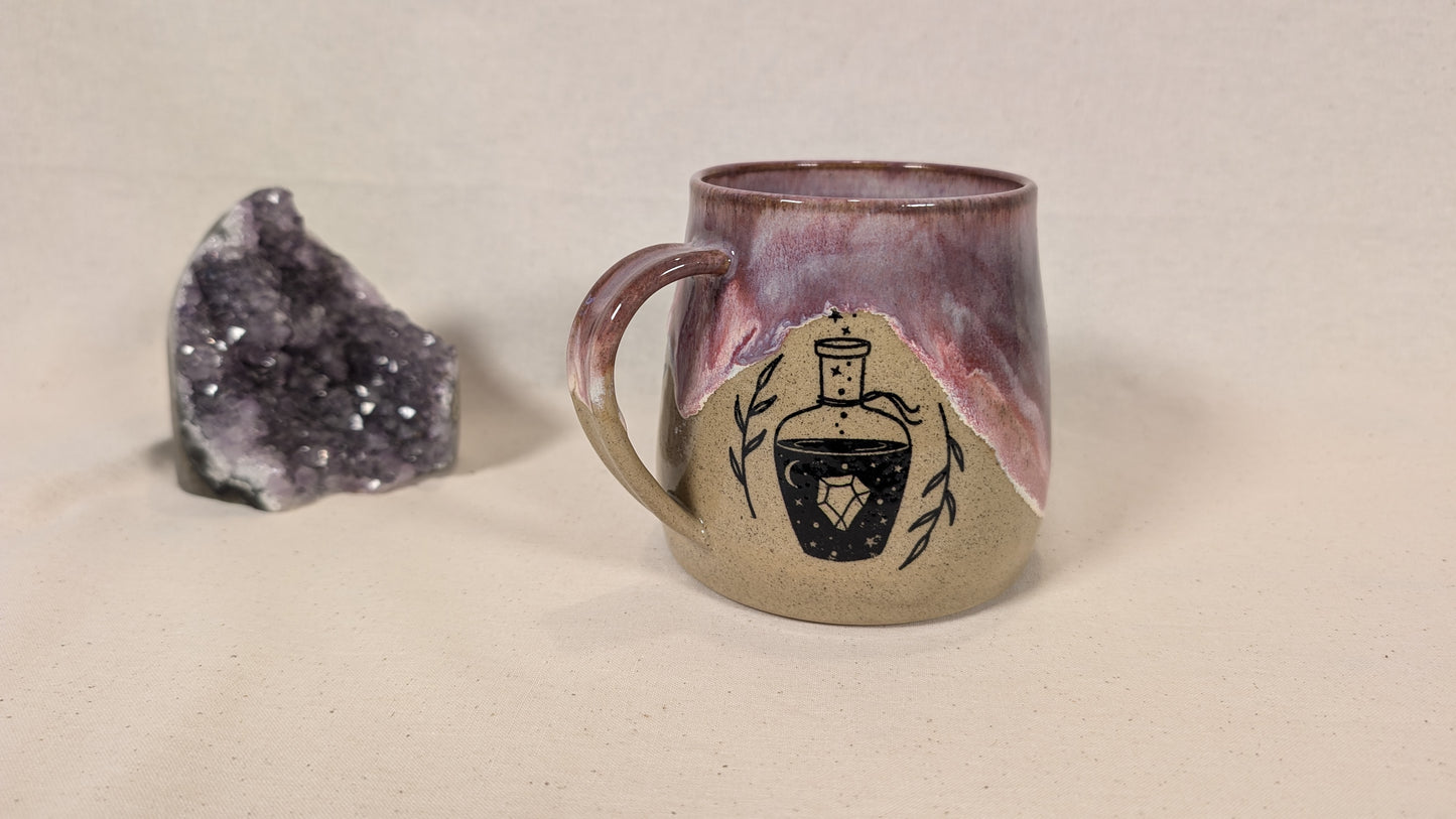 Mystical Mug - Purple with Hands, Moon and Potion