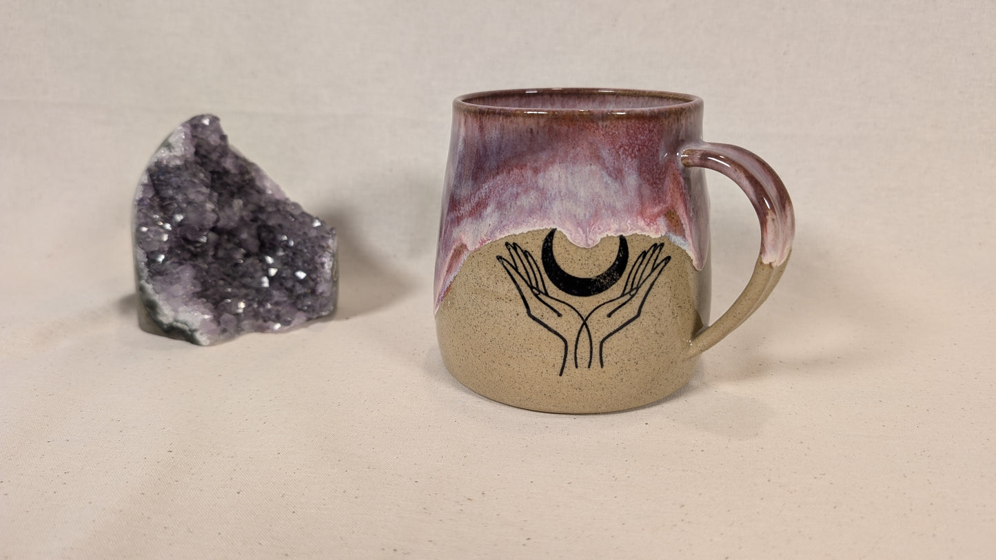 Mystical Mug - Purple with Hands, Moon and Potion