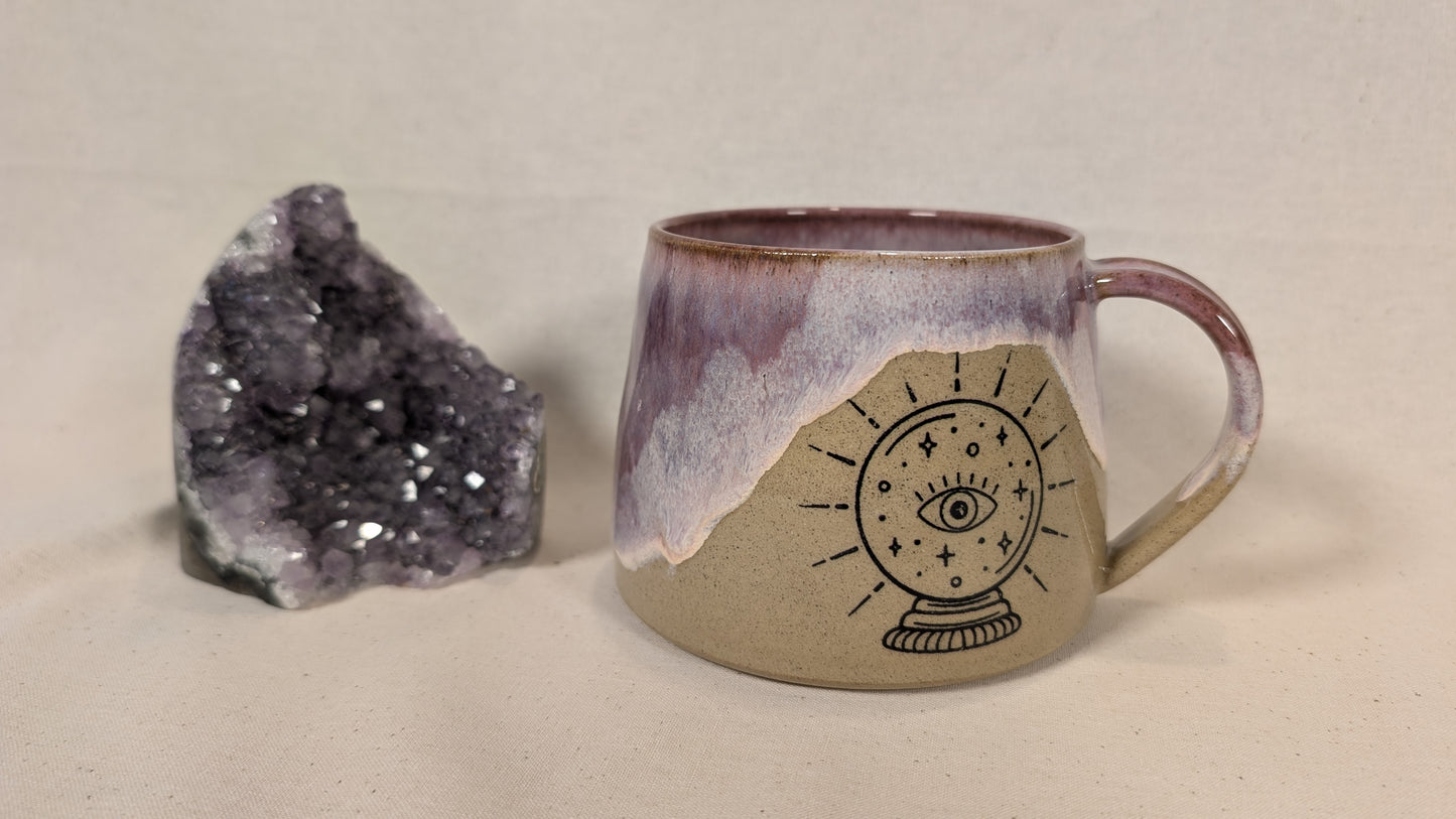 Mystical Mug - Purple with Crystal Ball, Eye, Rainbow and Crystal