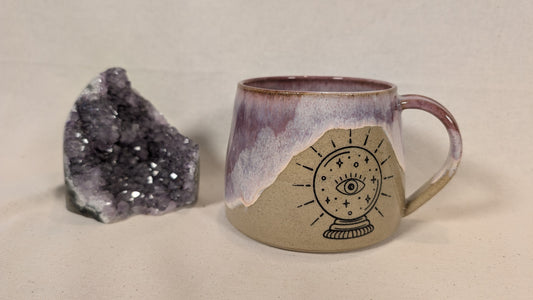 Mystical Mug - Purple with Crystal Ball, Eye, Rainbow and Crystal