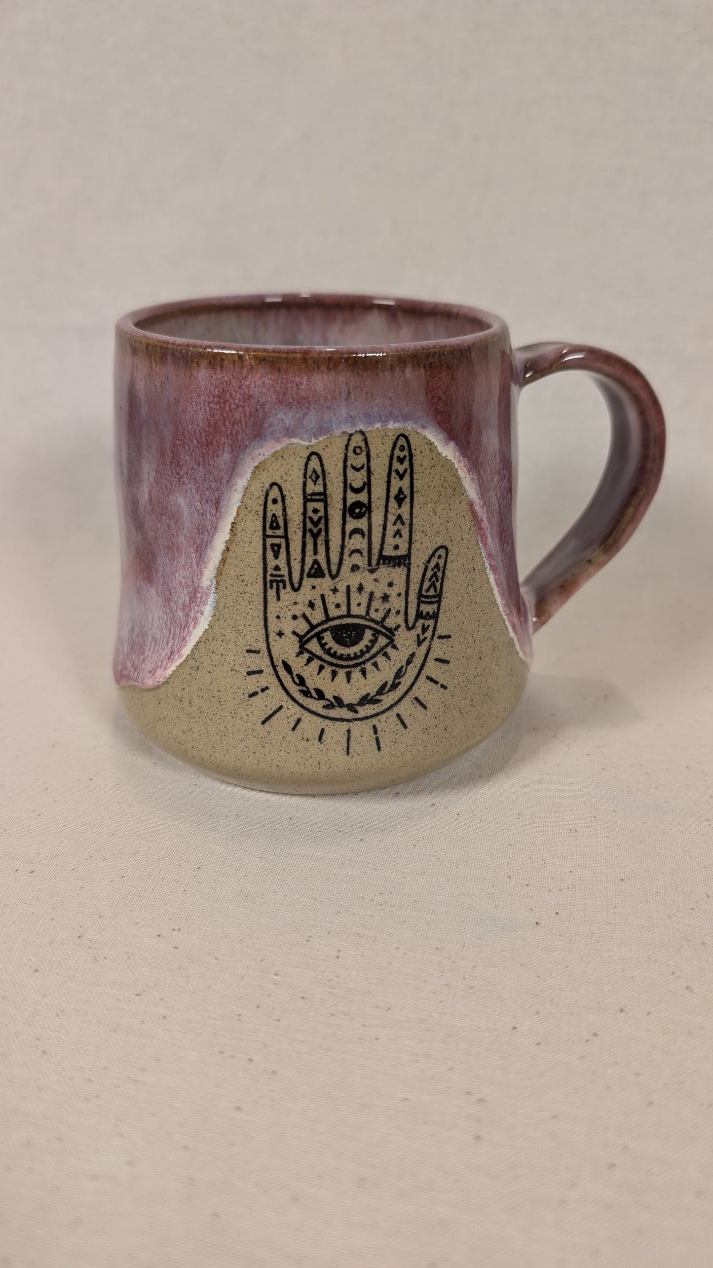 Mystical Mug - Purple with Hand, Hamsa, crystal and potion