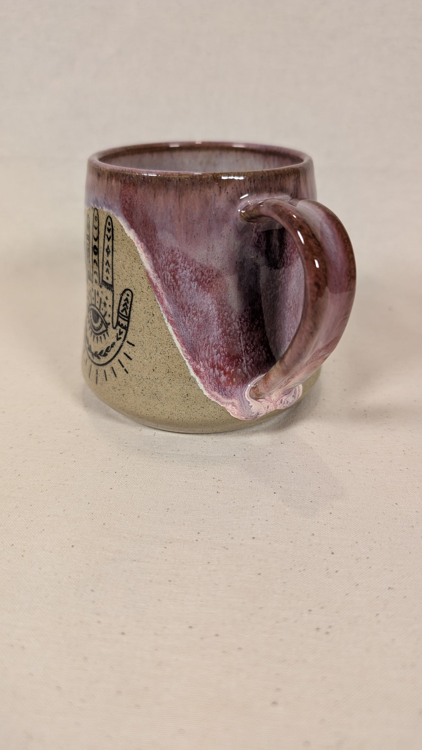 Mystical Mug - Purple with Hand, Hamsa, crystal and potion
