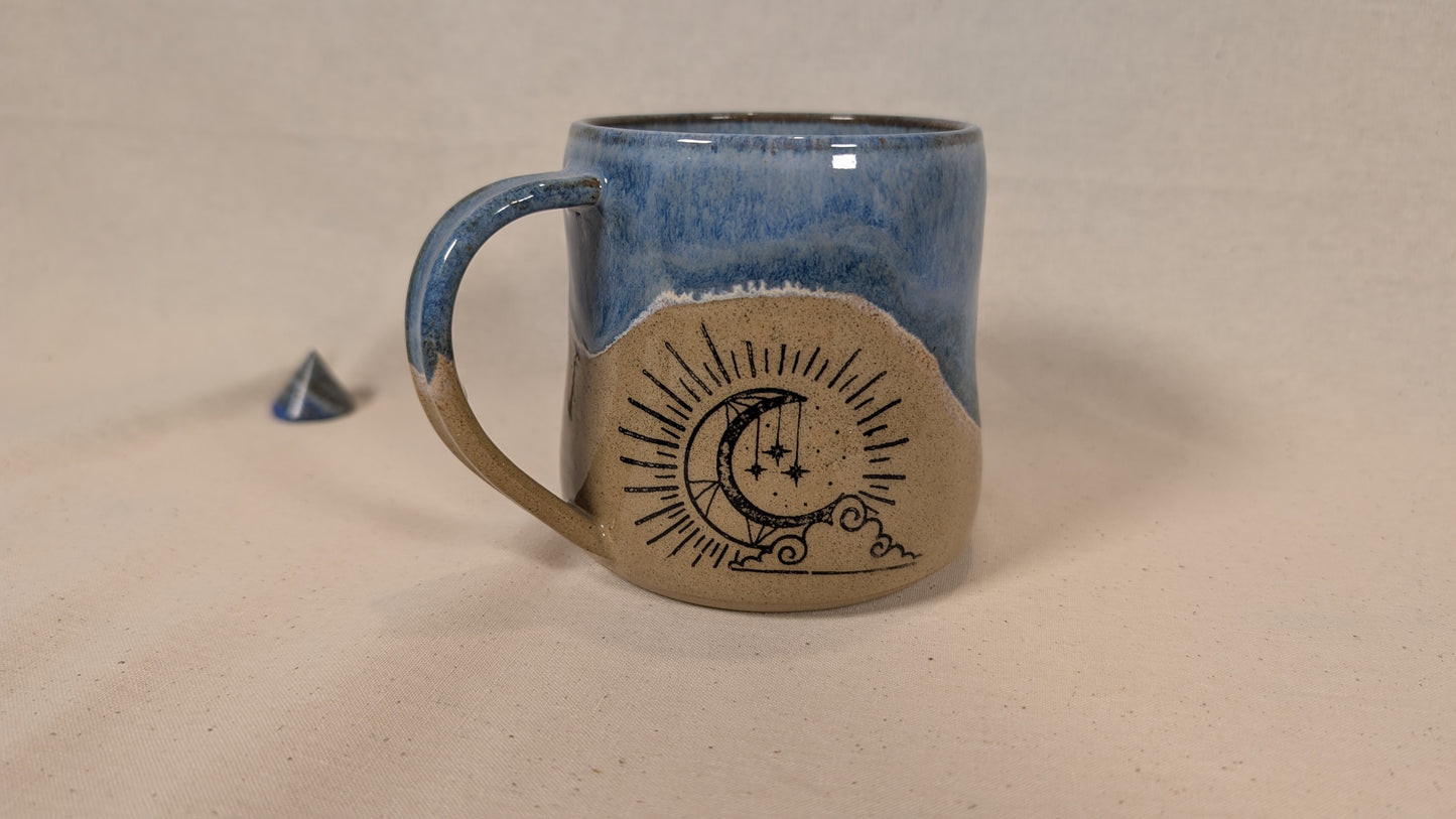 Mystical Mug - Blue with Potion, Moon, Clouds and Stars