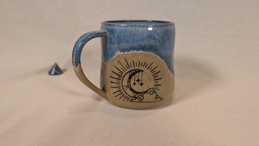 Mystical Mug - Blue with Potion, Moon, Clouds and Stars