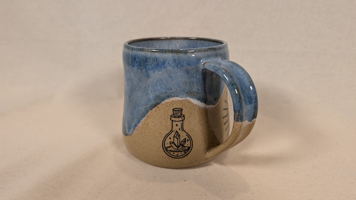 Mystical Mug - Blue with Potion, Moon, Clouds and Stars