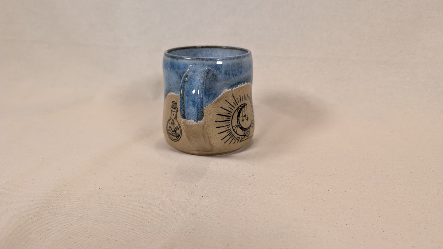 Mystical Mug - Blue with Potion, Moon, Clouds and Stars