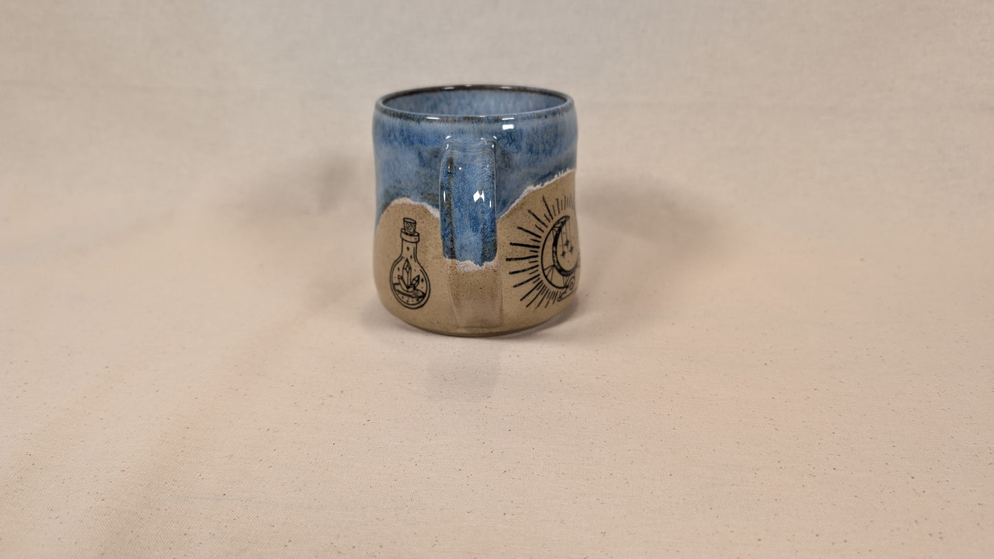 Mystical Mug - Blue with Potion, Moon, Clouds and Stars