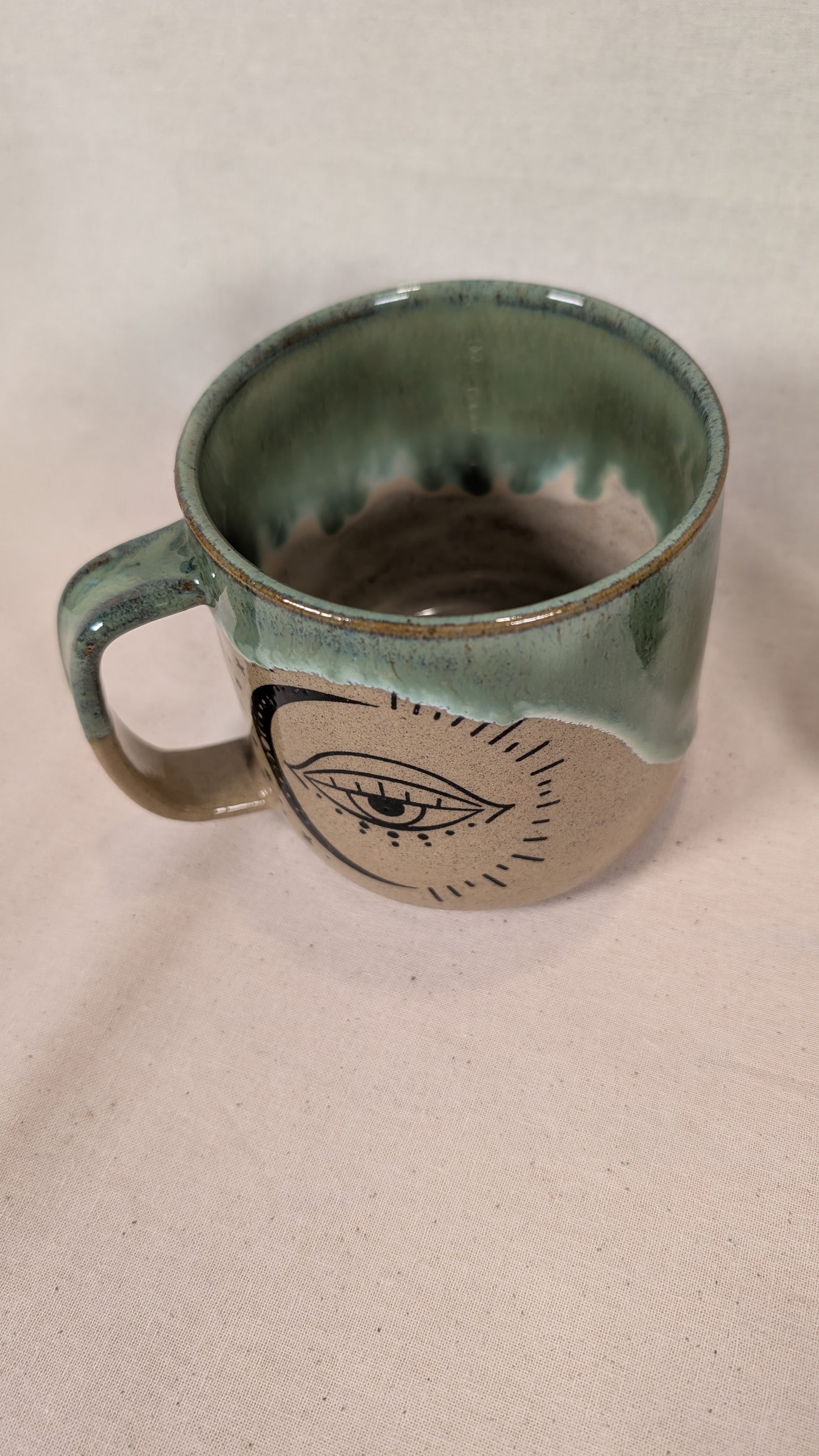 Mystical Mug - Green with Moon , Stars and Eye