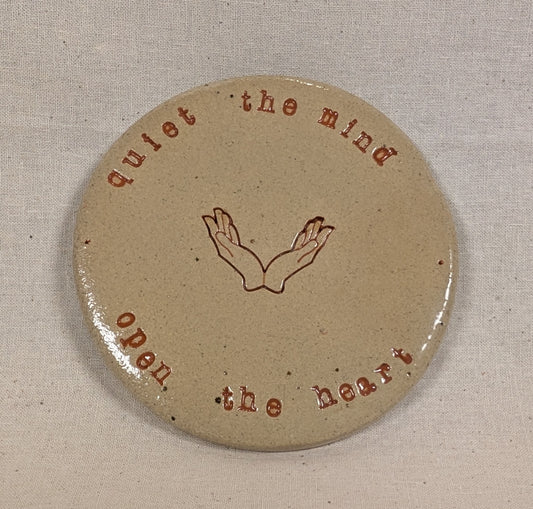 Ram Dass Inspired Stoneware Ceramic Coaster - Open hands