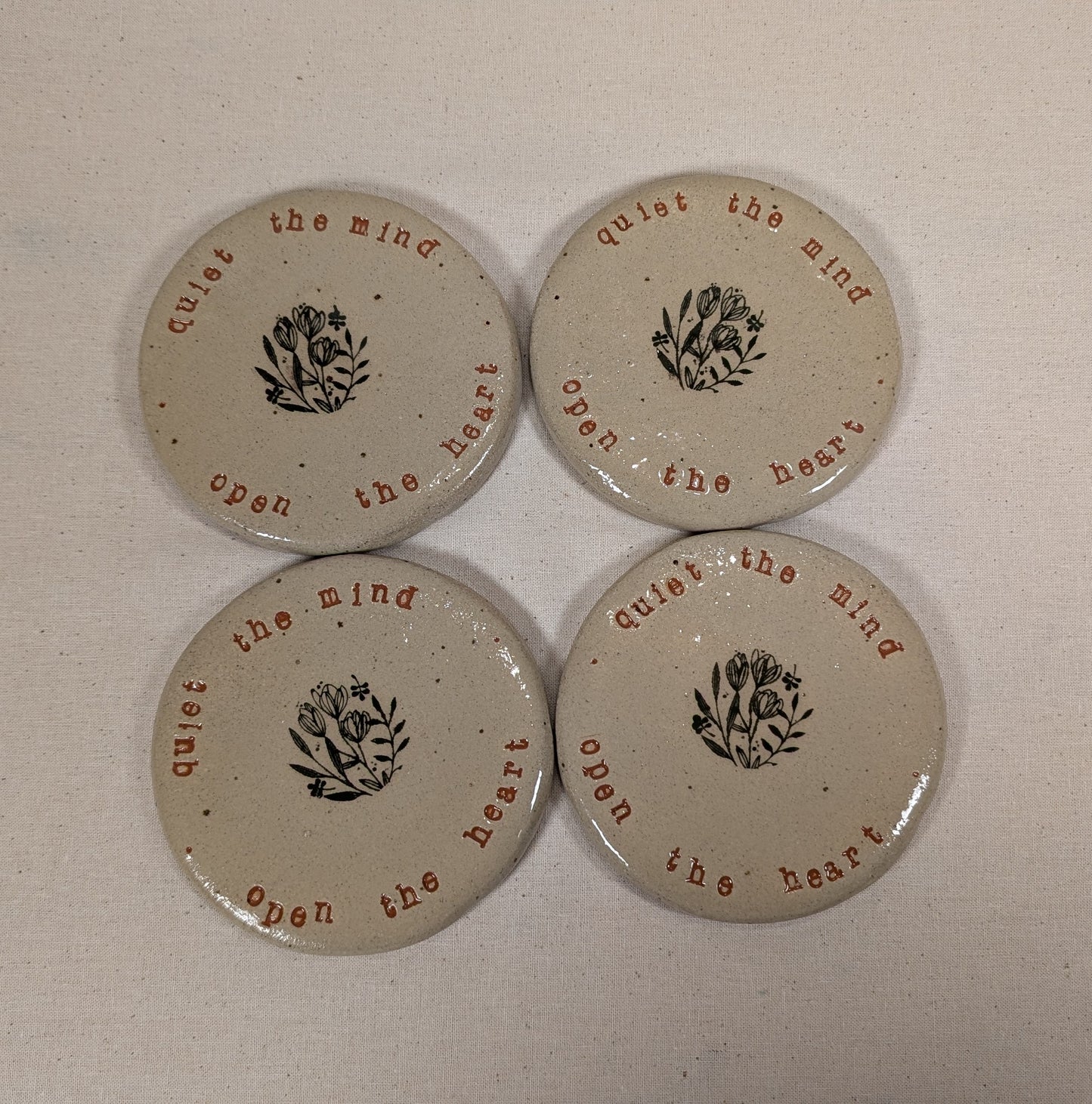 Ram Dass Inspired Stoneware Ceramic Coaster - Flowers