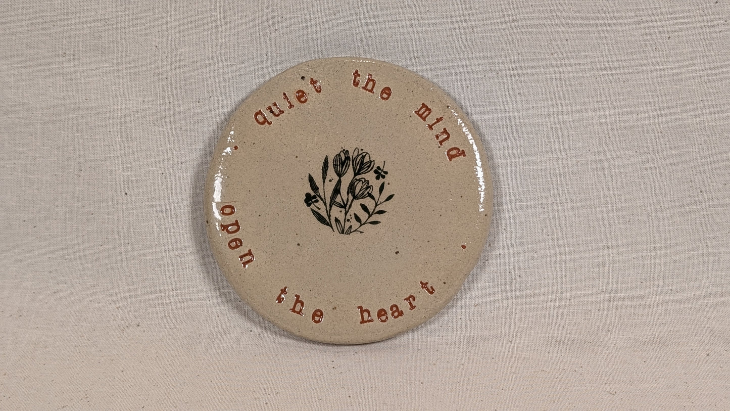 Ram Dass Inspired Stoneware Ceramic Coaster - Flowers