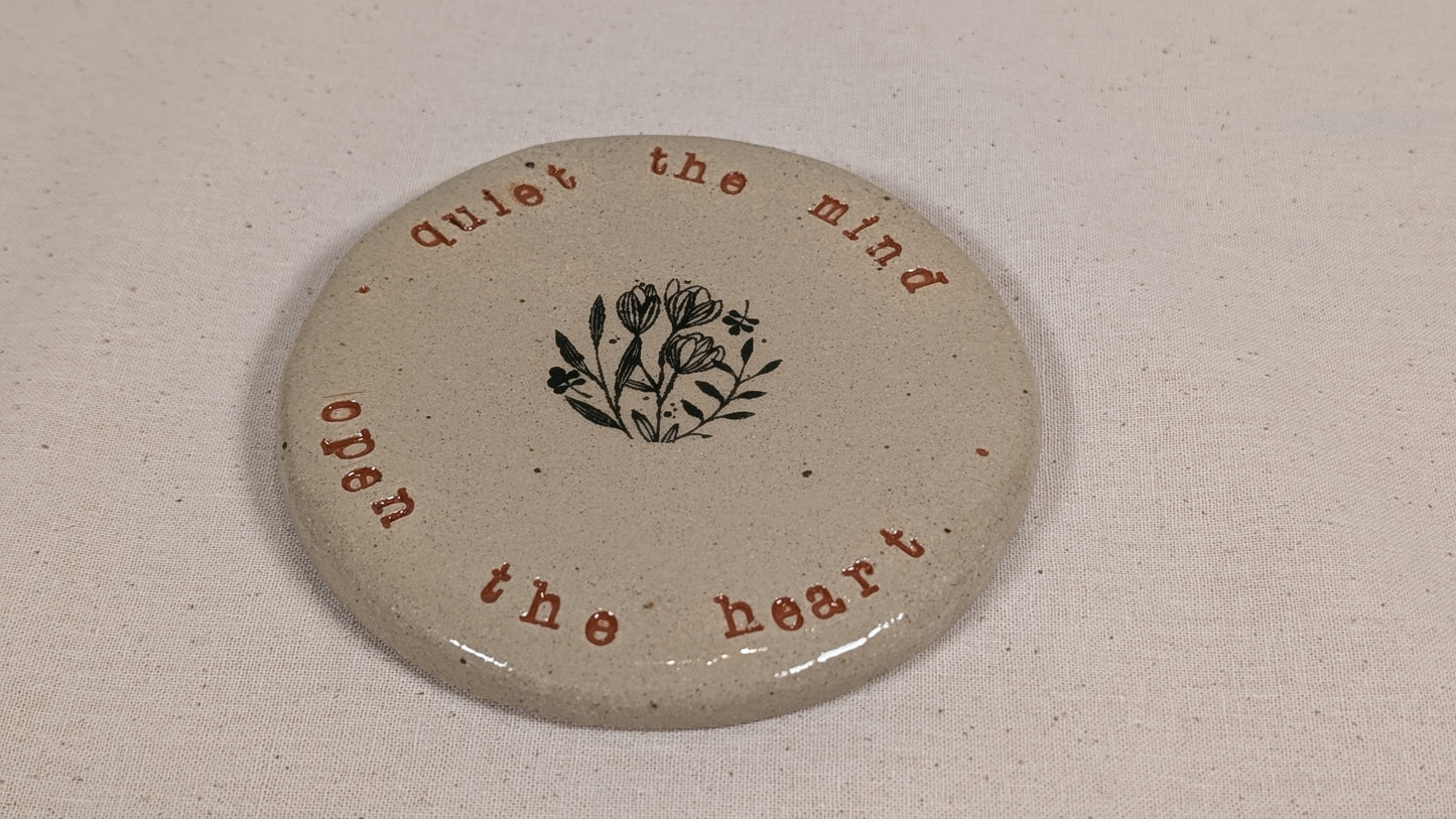 Ram Dass Inspired Stoneware Ceramic Coaster - Flowers