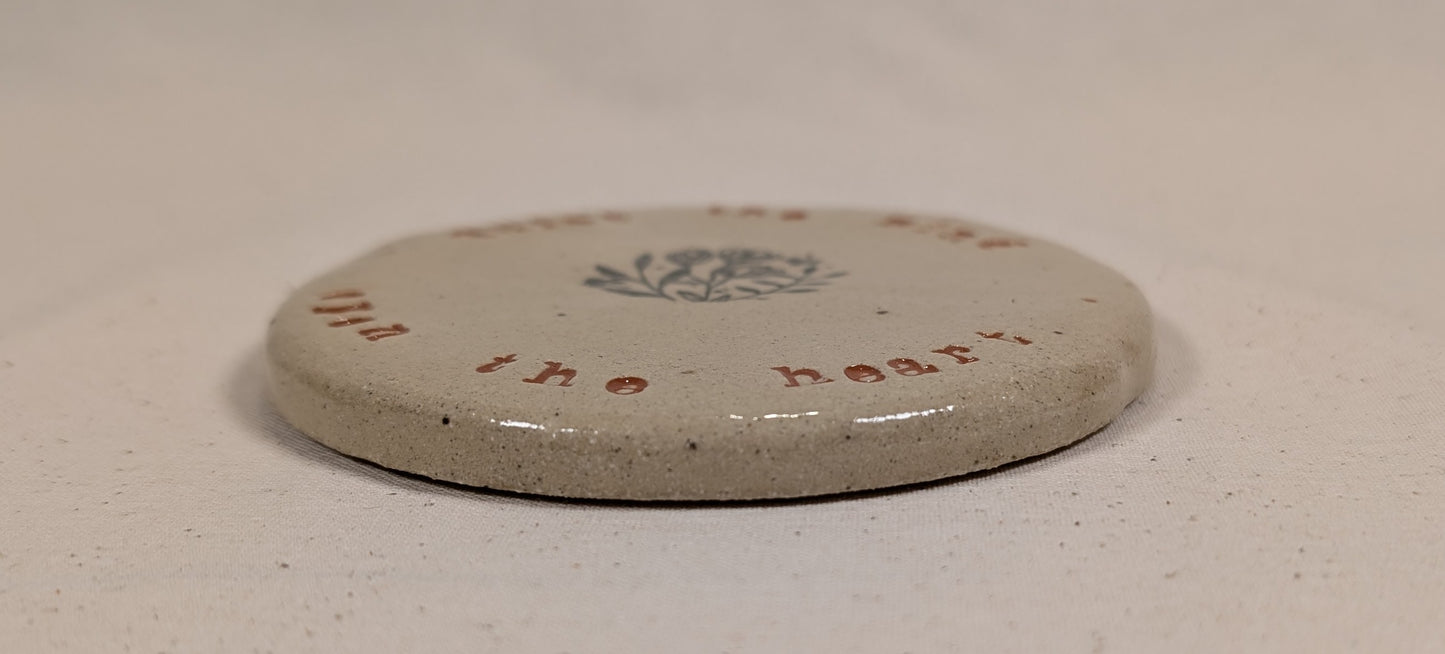 Ram Dass Inspired Stoneware Ceramic Coaster - Flowers
