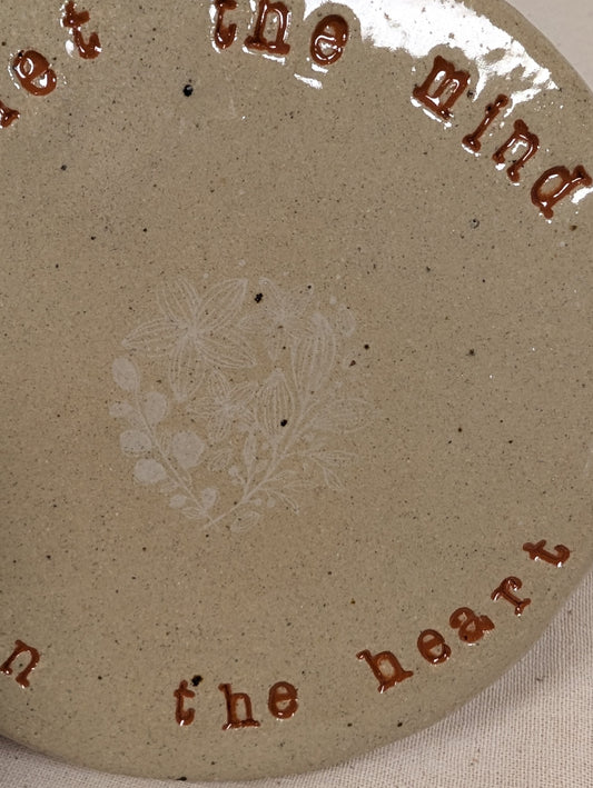 Ram Dass Inspired Stoneware Ceramic Coaster - Flowers White