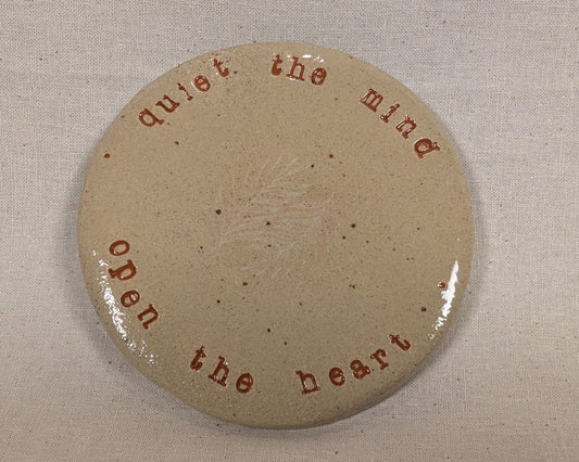 Ram Dass Inspired Stoneware Ceramic Coaster - Feathers Soft White