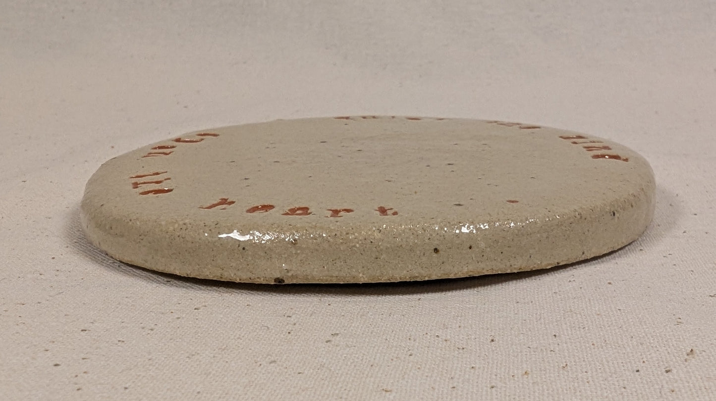 Ram Dass Inspired Stoneware Ceramic Coaster - Feathers Soft White