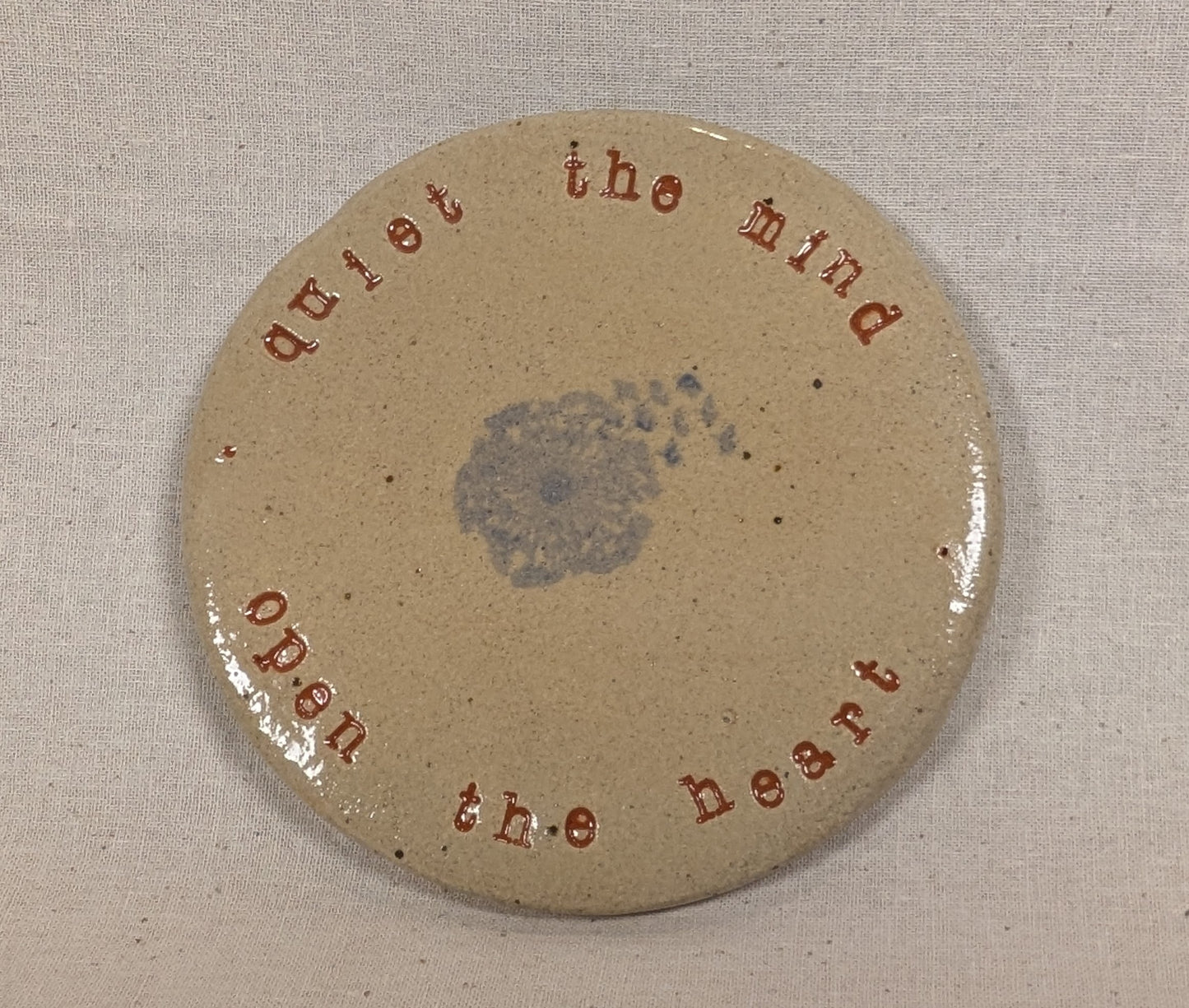 Ram Dass Inspired Stoneware Ceramic Coaster - Flowers Soft Blue dandelion