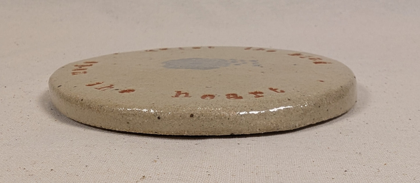 Ram Dass Inspired Stoneware Ceramic Coaster - Flowers Soft Blue dandelion