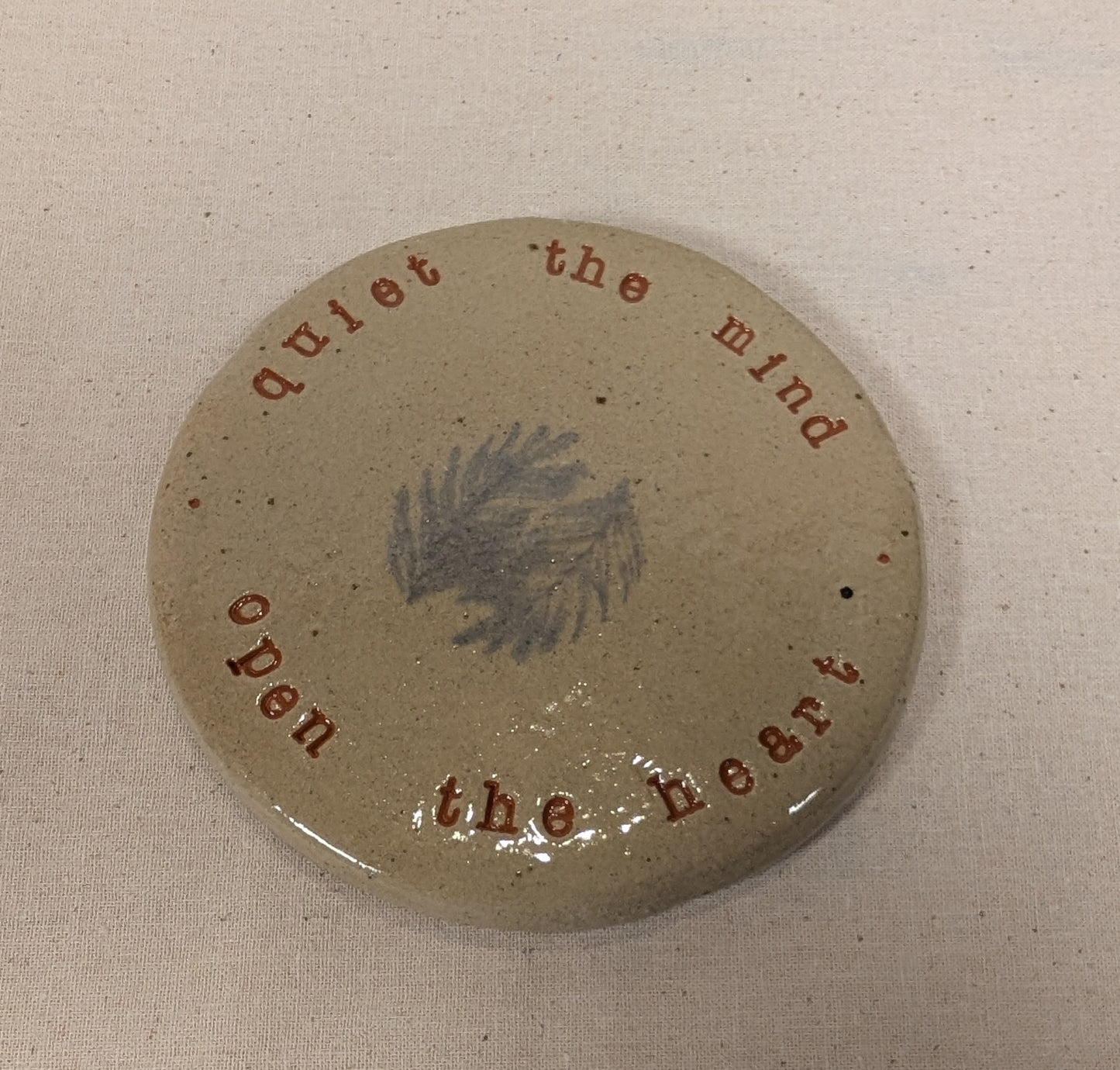 Ram Dass Inspired Stoneware Ceramic Coaster - Feathers Soft blue